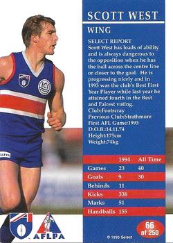 1995 Select AFL #66 Scott West Back